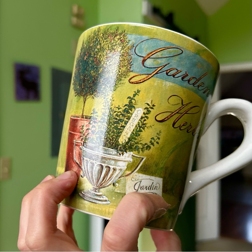 Vintage Elegant Garden + Herb Cottagecore Cypress Ceramic Large Kitchen Mug - Picture 6 of 8